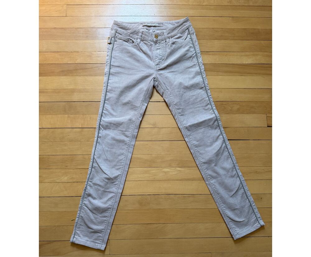 Zadig & Voltaire Eva Velours Corduroy Pants Size 36 Beige Slim Fit Stretch EUC